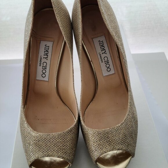 JIMMY CHOO Lame Glitter Dahlia Pumps Gold - Picture 2 of 4
